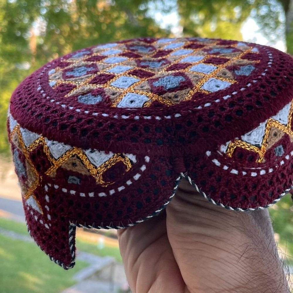 Handmade Men Hat Embroidery Cultural Round Cap Sindhi Hat New - Picture 10 of 10